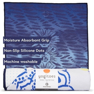 image:imageManduka Yogitoes Hot Yoga Mat Towel  71  Moisture Activated Grip  Patented Silicone Nubs  Highly Absorbent Durable amp Easy Care  Made from Recycled Materials  71 x 24 Inches  IndulgeChakra Print Blue
